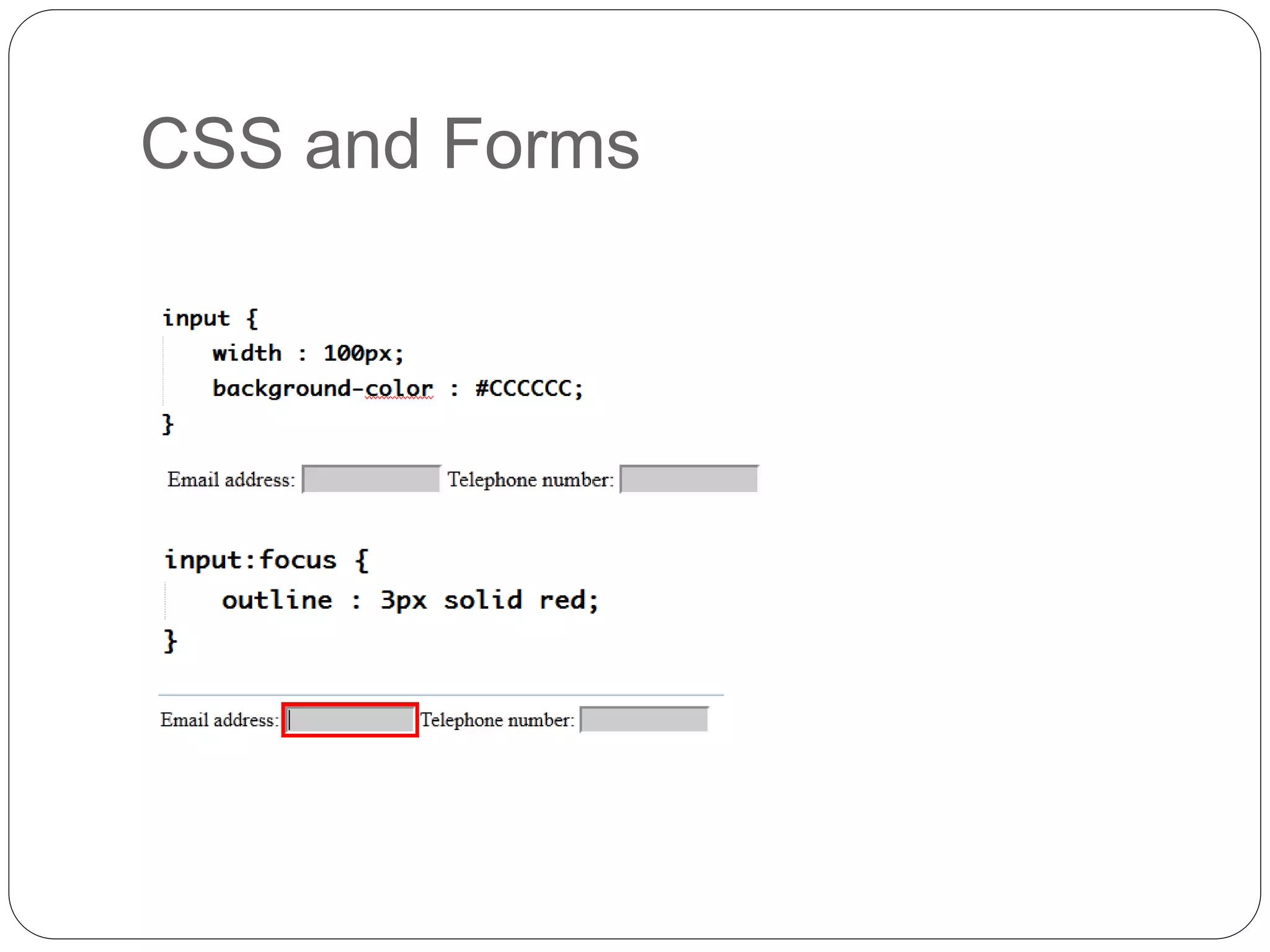 CSS and Forms
 