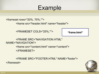 Html frames | PPT | Web Design and HTML | Internet