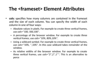 HTML FRAMES properties and list of frames in detail | PPTX