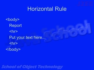 Horizontal Rule
<body>
  Report
  <hr>
  Put your text here...
  <hr>
</body>
 