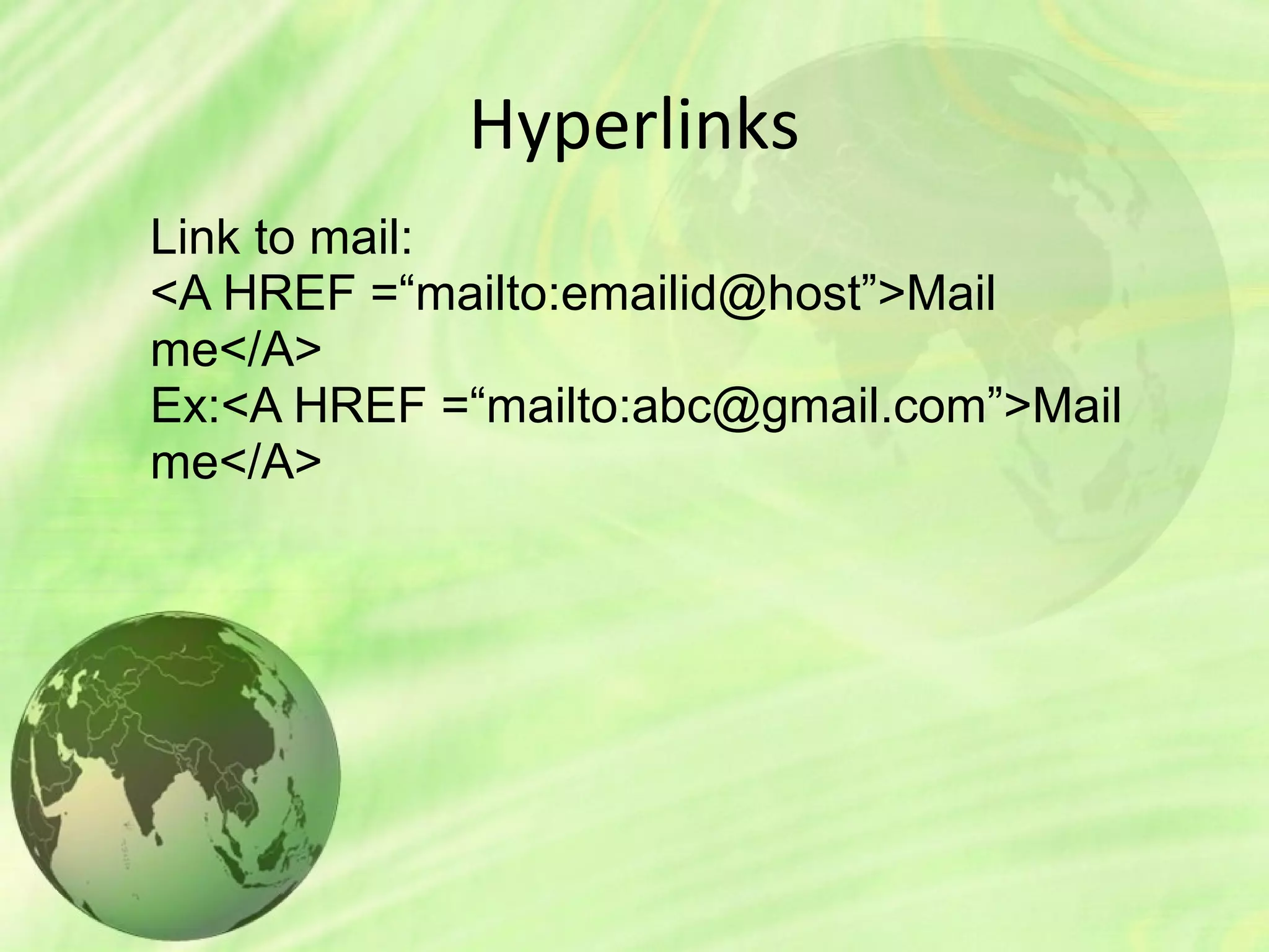 Hyperlinks in HTML | PPT | Web Design and HTML | Internet