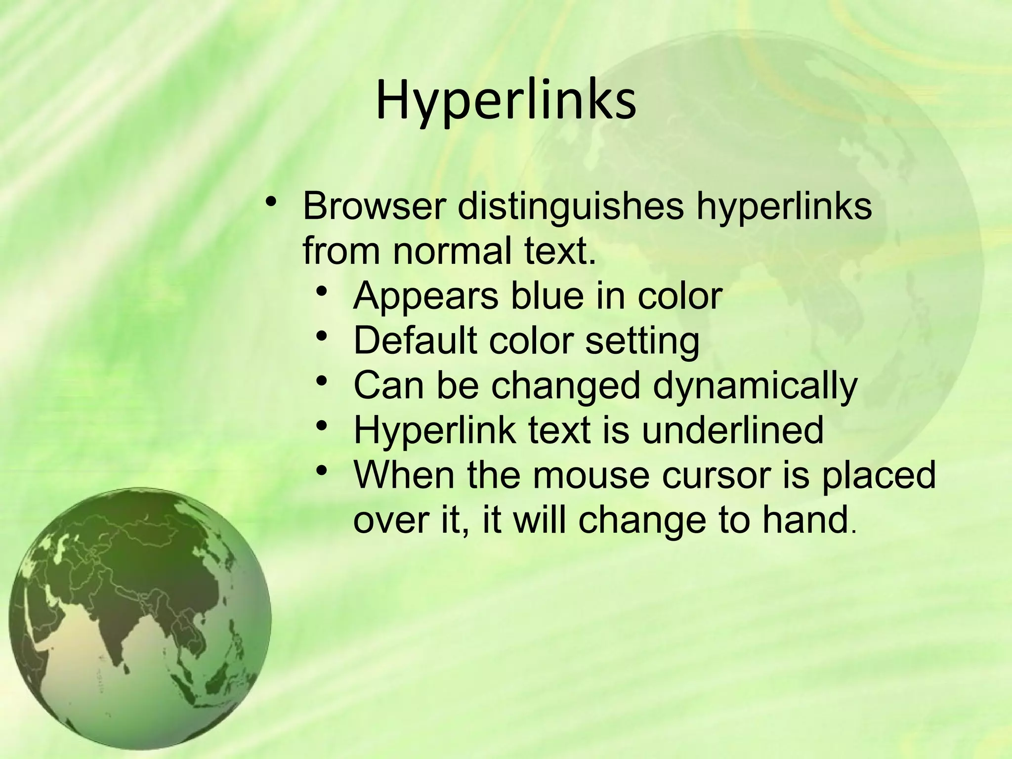 Hyperlinks in HTML | PPT | Web Design and HTML | Internet