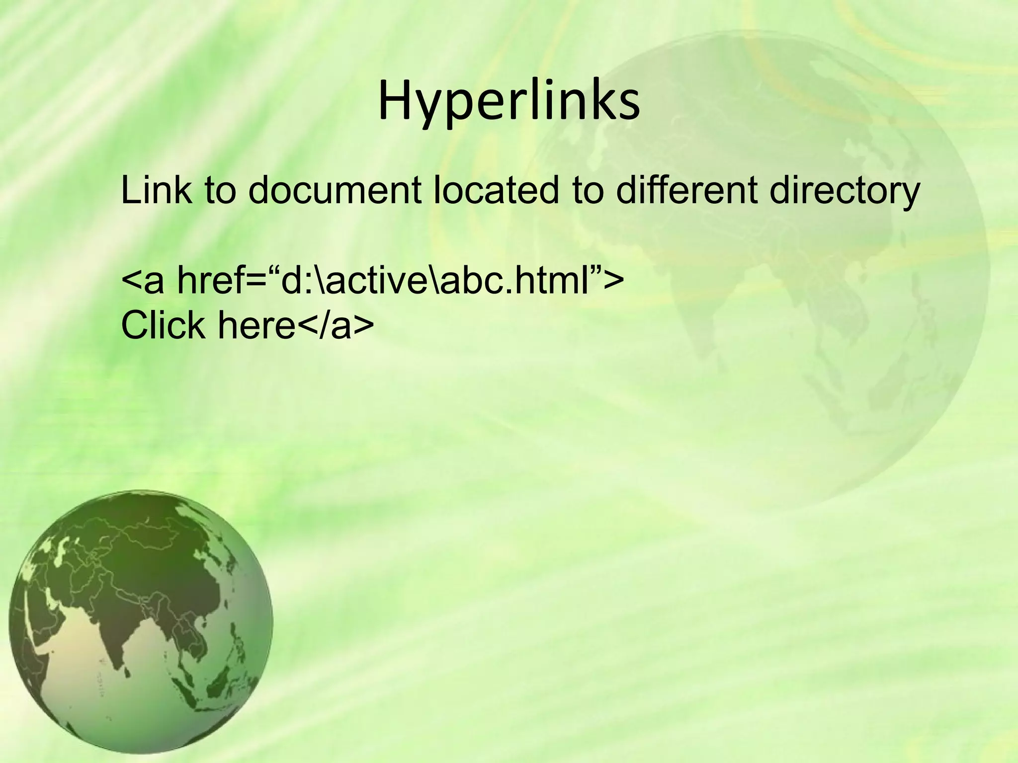 Hyperlinks in HTML | PPT | Web Design and HTML | Internet