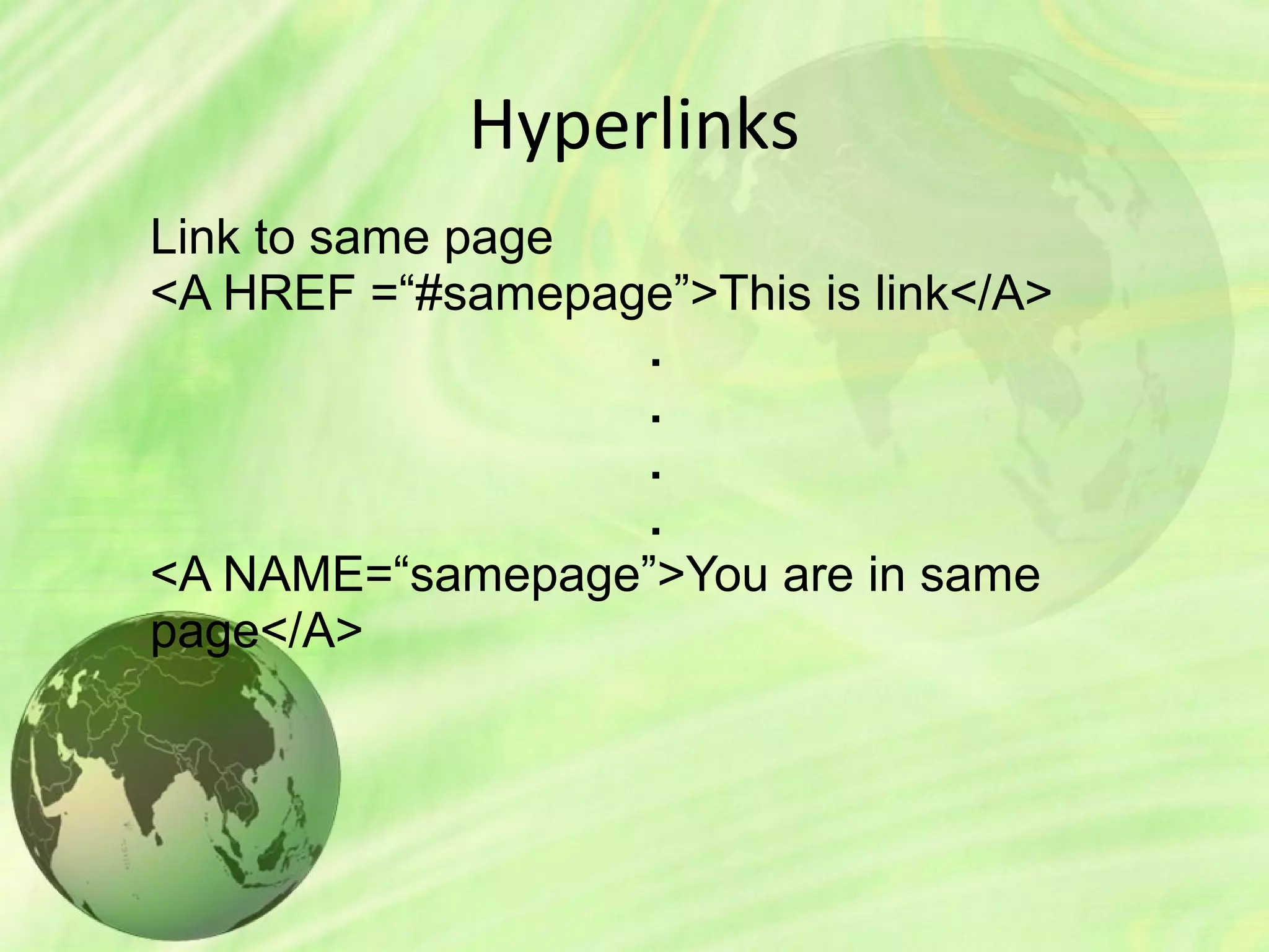 Hyperlinks in HTML | PPT