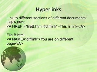 Hyperlinks in HTML | PPT