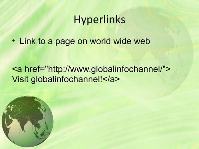 Hyperlinks in HTML | PPT | Web Design and HTML | Internet