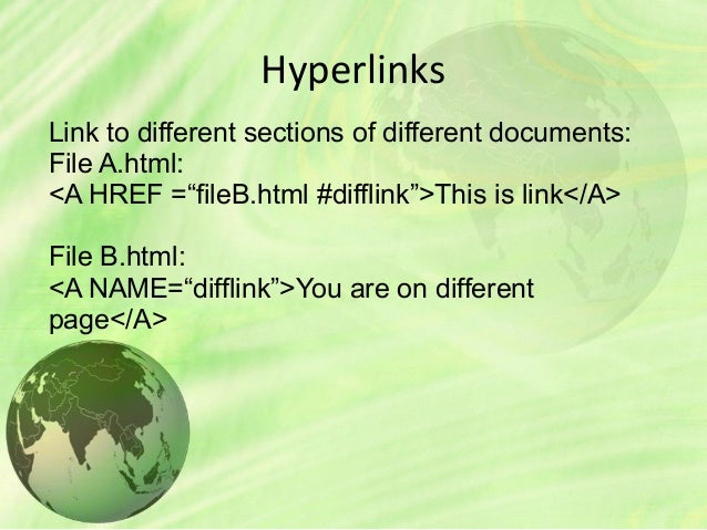 Hyperlinks in HTML