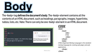Html Body Example HTML (Hypertext Mark-Up Language) | PPTX