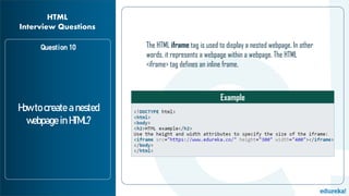 Top 50 HTML Interview Questions and Answers | Edureka | PDF