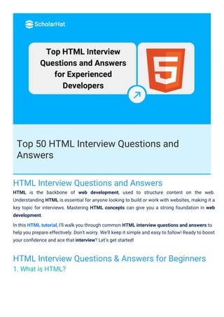 HTML Interview Questions PDF By ScholarHat | PDF