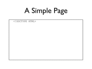 A Simple Page
<!DOCTYPE HTML>
 