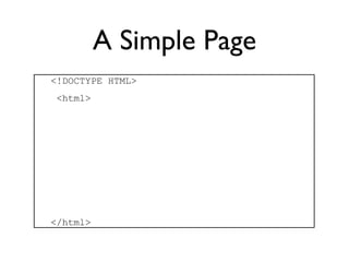 A Simple Page
<!DOCTYPE HTML>
 <html>




</html>
 