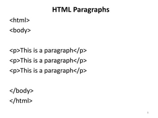 <html>
<body>
Hello World!!!
This is my first website.
</body>
</html>
8
 