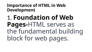 Introduction to HTML for my Special Class | PPTX
