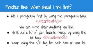 Intro to HTML (Kid's Class at TIY) | PDF | Web Design and HTML | Internet