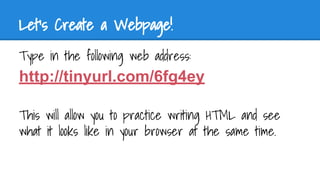 Intro to HTML (Kid's Class at TIY) | PDF | Web Design and HTML | Internet