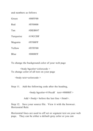 HTML Lab ProjectTo create a simple web page you will need .docx