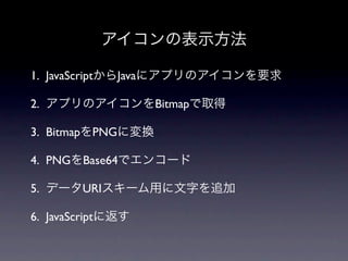 1. JavaScript      Java

2.                        Bitmap

3. Bitmap    PNG

4. PNG      Base64

5.          URI

6. JavaScript
 