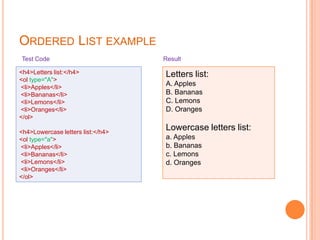 Html list | PPTX