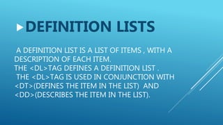 Html list. | PPTX