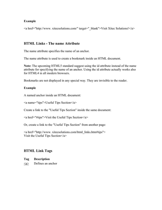 Html notes | PDF | Web Design and HTML | Internet