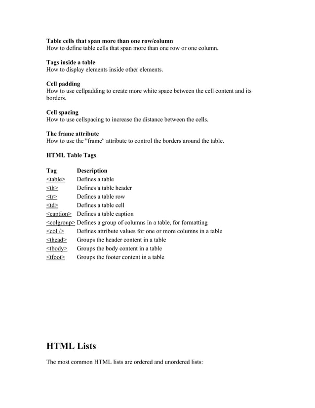 Html notes | PDF | Web Design and HTML | Internet