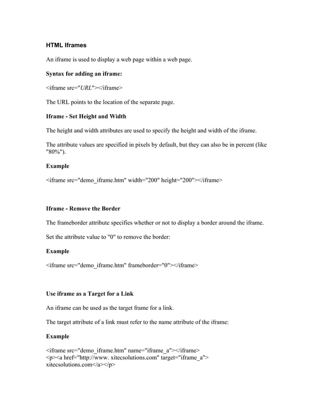 Html notes | PDF | Web Design and HTML | Internet