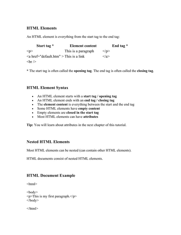 Html notes | PDF | Web Design and HTML | Internet