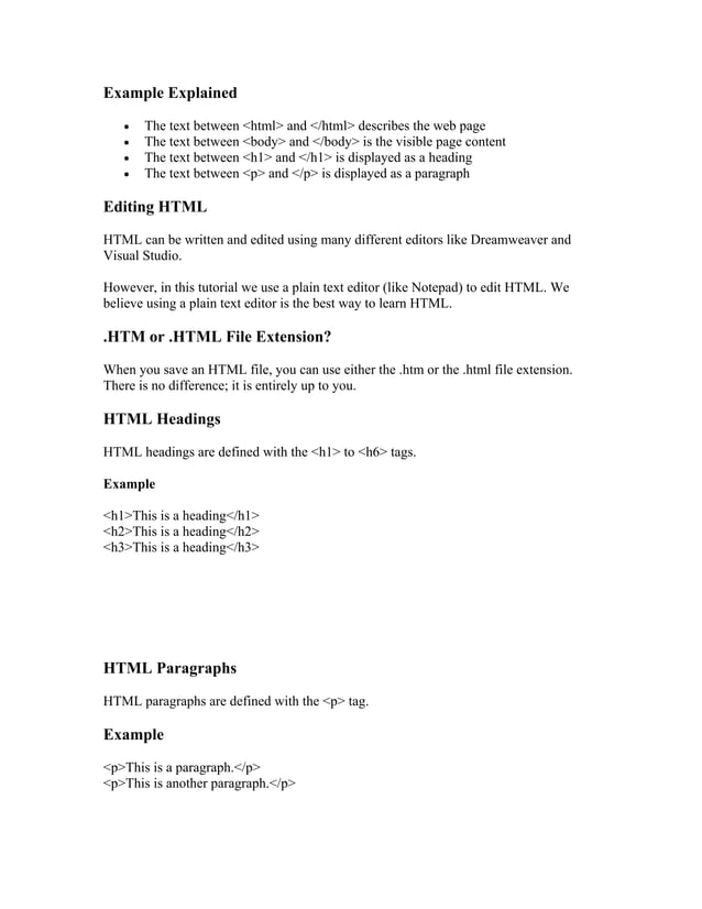 Html notes