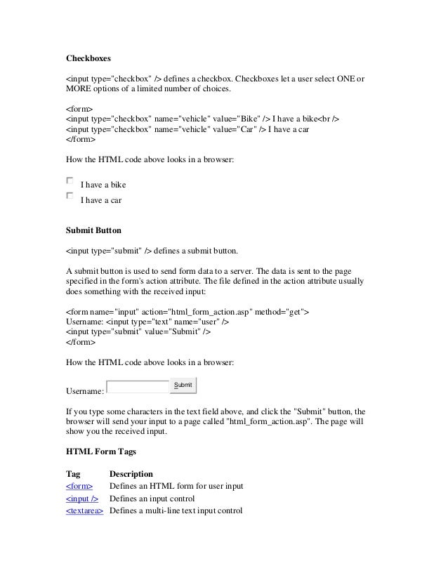 Html notes