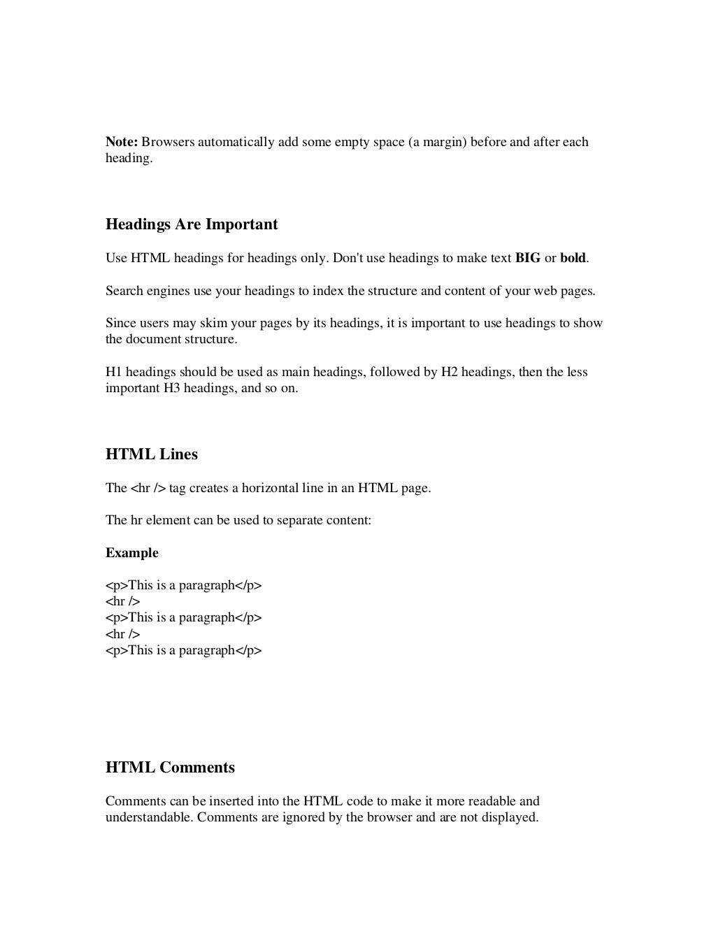 Html notes