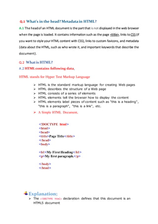 HTML Notes And Some Attributes | PDF image.