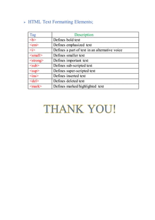 HTML Notes And Some Attributes | PDF