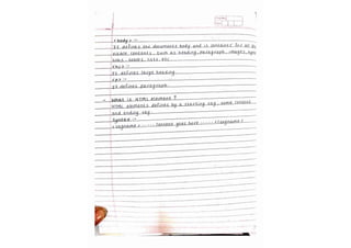 HTML notes! (Handwritten notes for the html )