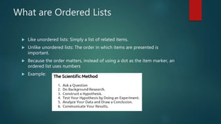 Html ordered lists | PPT