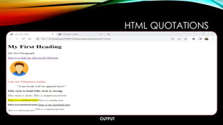 OUTPUT
HTML QUOTATIONS
 