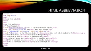 HTML CODE
HTML ABBREVIATION
 