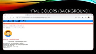 HTML COLORS (BACKGROUND)
 