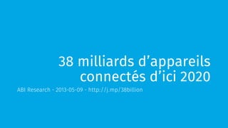38 milliards d’appareils 
connectés d’ici 2020 
ABI Research - 2013-05-09 - http://j.mp/38billion 
 