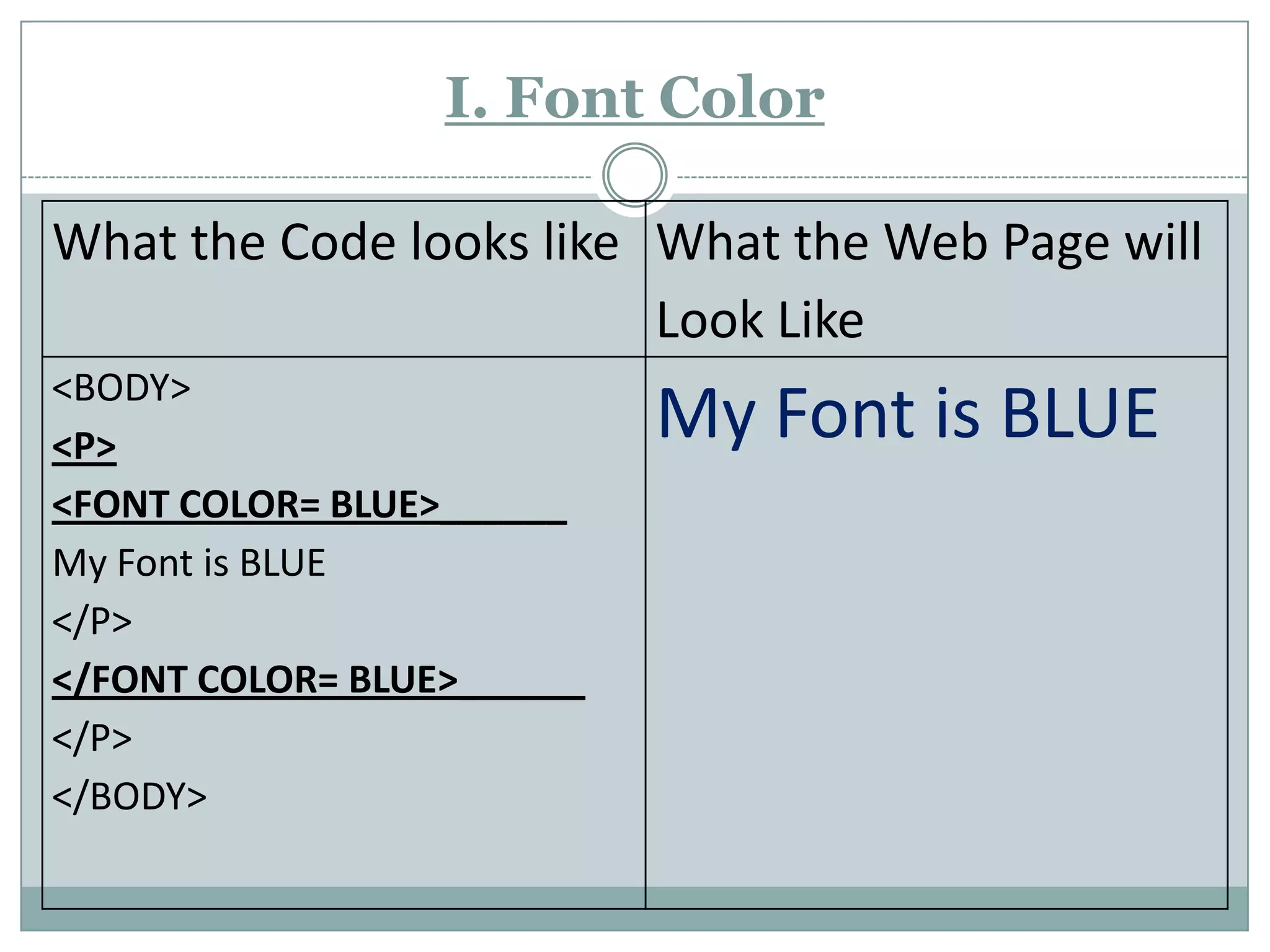 I. Font Color