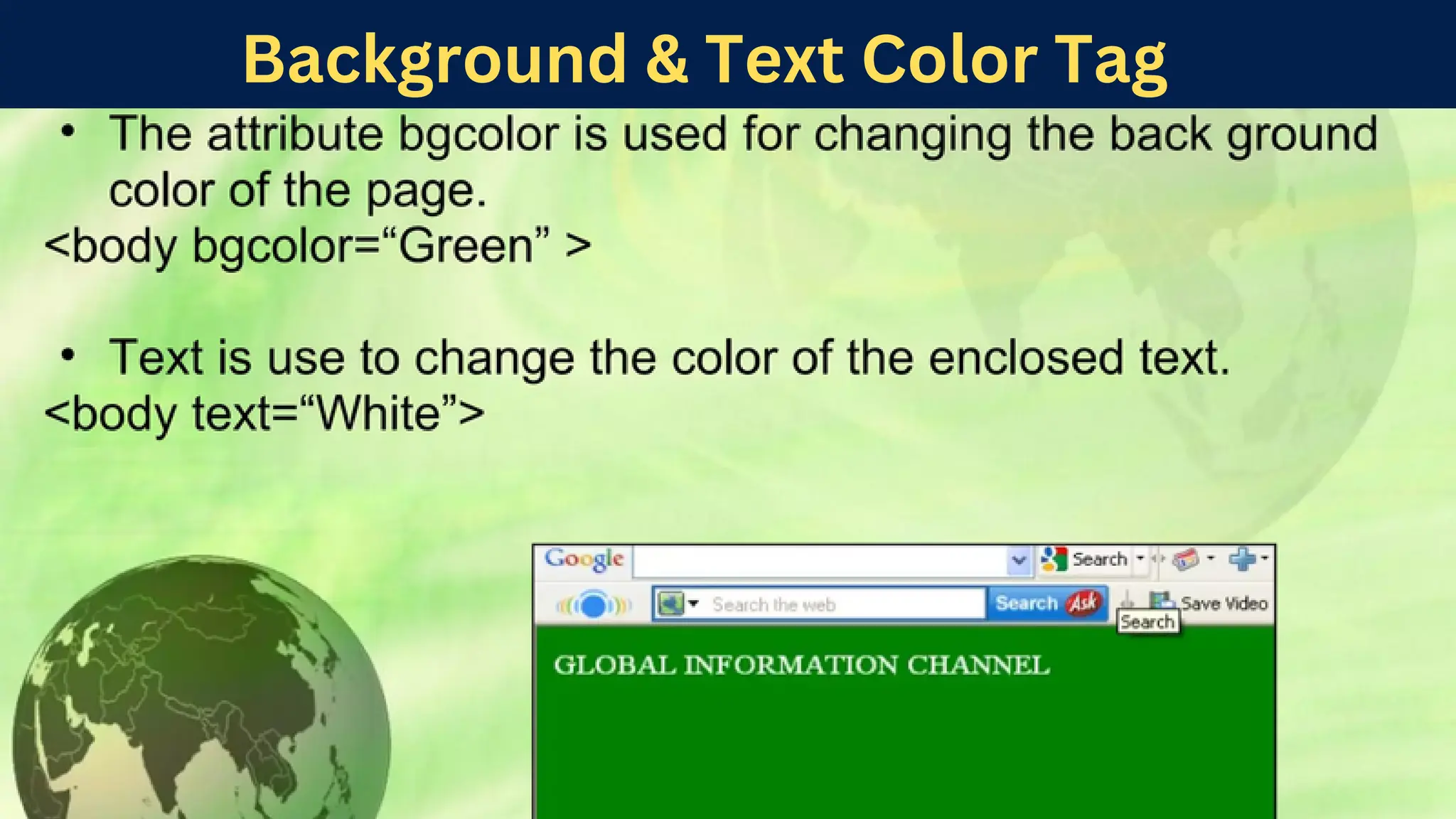 Background & Text Color Tag
 