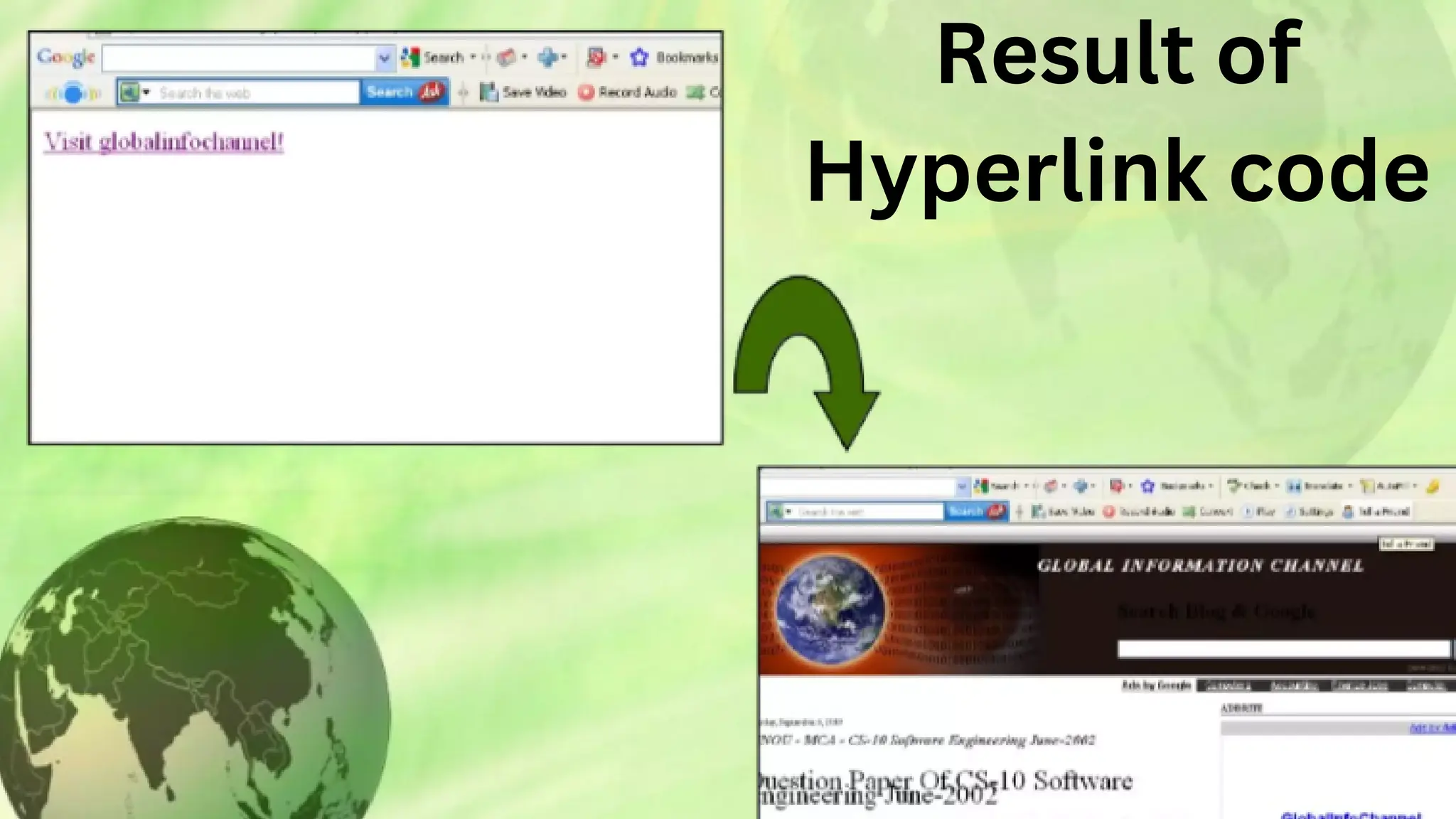 Result of
Hyperlink code
 