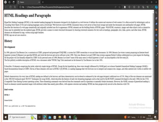 HTML - HYPERTEXT MARKUP LANGUAGE AND ITS DIFFERENT ELEMENTS | PPTX