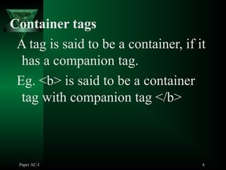 html webpage development different tags used | PPTX