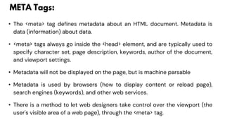 HTML : INTRODUCTION TO WEB DESIGN Presentation | PPTX