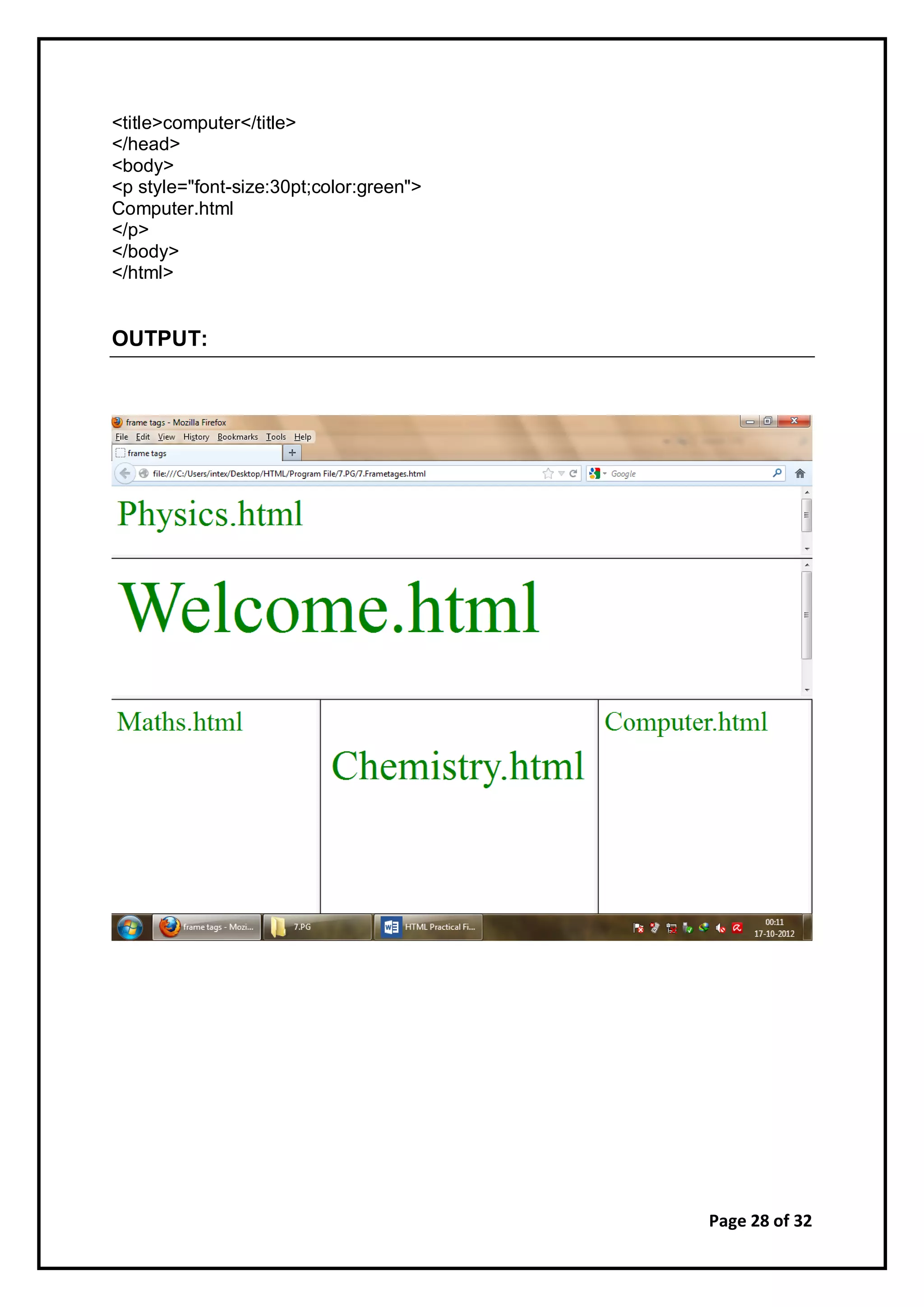 HTML practicals | PDF | Web Design and HTML | Internet