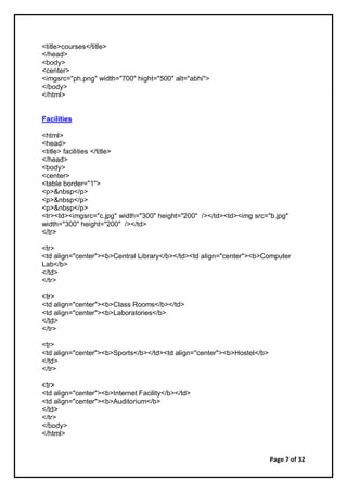HTML practicals | PDF | Web Design and HTML | Internet