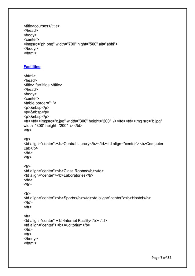 HTML practicals | PDF