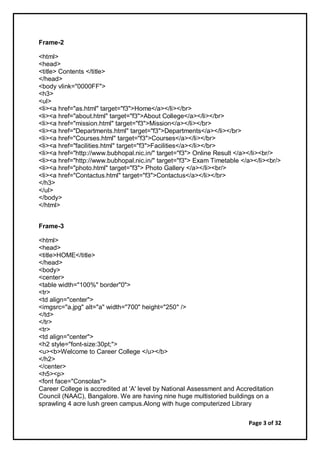 HTML practicals | PDF