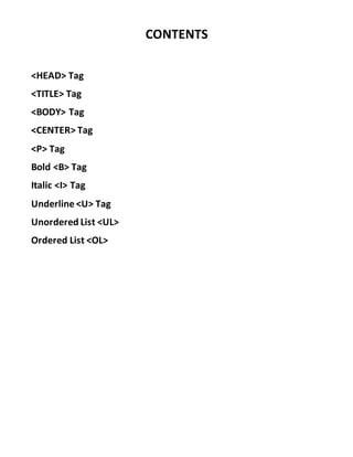 Project Report on HTML | DOCX